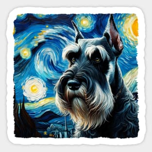 Starry Giant Schnauzer Dog Portrait - Pet Portrait Sticker